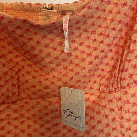 Free People Berry Kiss Mini Dress Size Large NWT in Peach Combo - Picture 7 of 13
